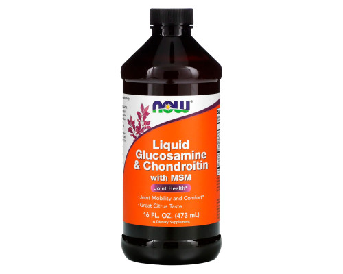 Глюкозамін та хондроїтин з МСМ, Glucosamine & Chondroitin with MSM, Now Foods, рідкий, 473 мл
