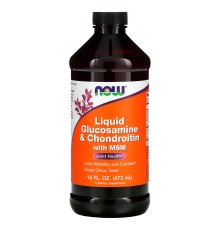 Глюкозамін та хондроїтин з МСМ, Glucosamine & Chondroitin with MSM, Now Foods, рідкий, 473 мл