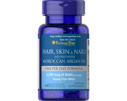 Hair Skin Nails infused with Moroccan Argan Oil - 60 softgels