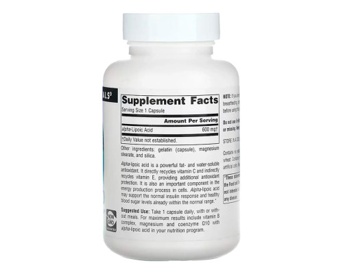 Альфа-ліпоєва кислота 600 мг (Alpha Lipoic Acid) – 60 капсул