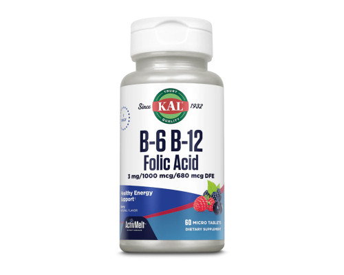 B-6 B-12 Фолієва кислота Ягода Folic Acid - 60 tabs Berry