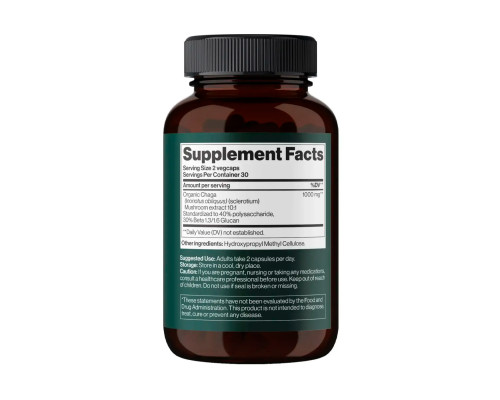 Чага, Chaga Mushroom 1000 mg - 60 vegcaps