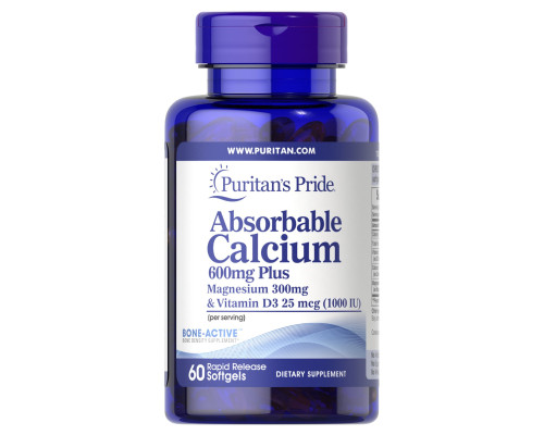 Absorbable Calcium 600mg plus Magnesium 300mg - 60 Softgels