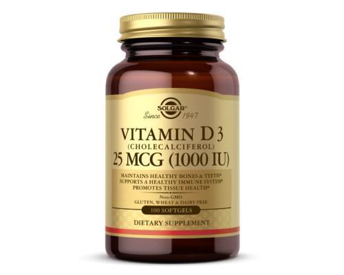 Vitamin D3 (Cholecalciferol) 25 mCG (1000 IU) - 100 softgels