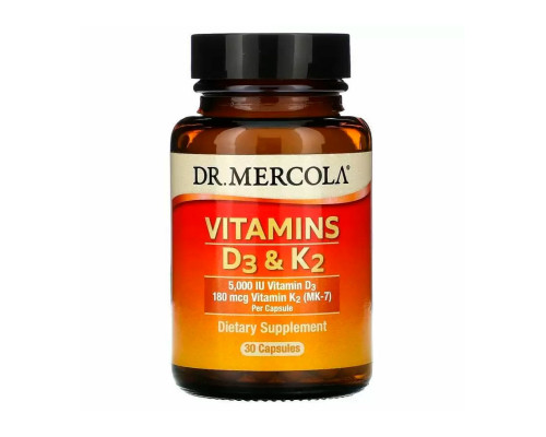 Вітамін Д3 і К2, Vitamins D3 & K2, Dr. Mercola, 30 капсул