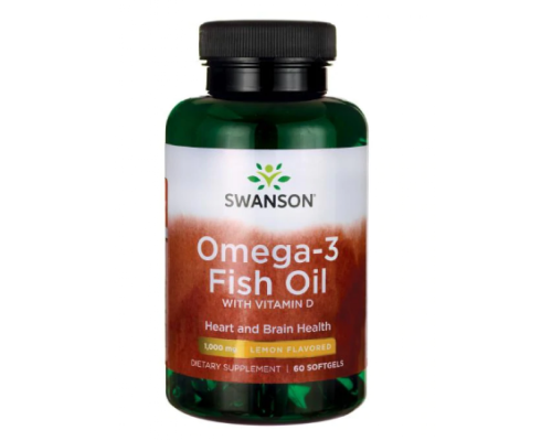 Omega-3 Fish Oil whith vitamin D - Lemone Flavored 1000mg - 60 sgels