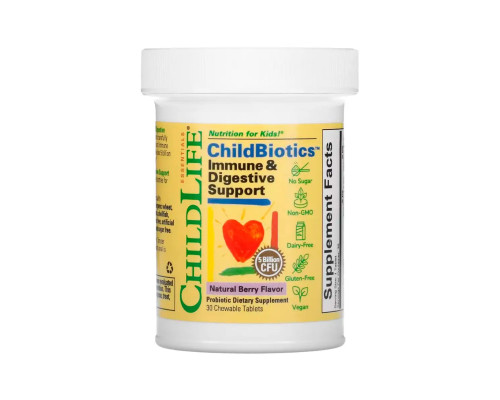 Поддержка иммунитета и пищеварительной системы, ChildBiotics Immune + Digestive Support - 30 Chewable tabs Natural Berry