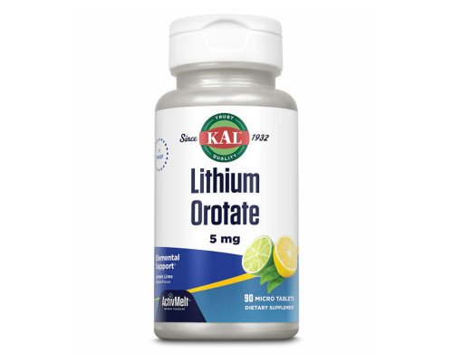 Літій Lithium Orotate 5mg - 90 tabs Lemon Lime
