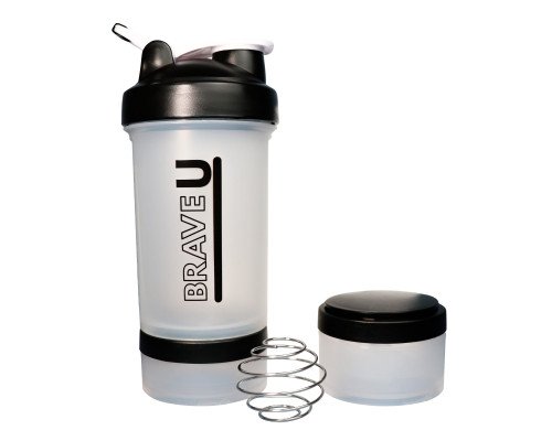 Shaker with containers 3 in 1 - 600ml Transparent