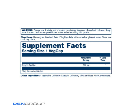 Ацетил L-карнитин Acetyl L-Carnitine 500mg - 30 vcaps