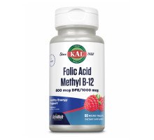 Фолиевая кислота & В-12 Folic Acid Methyl B-12 800mcg - 60 tabs Raspberry