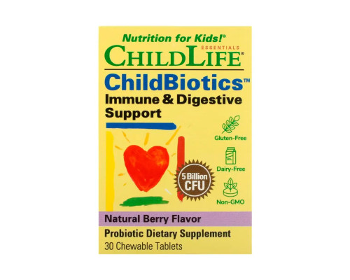 Поддержка иммунитета и пищеварительной системы, ChildBiotics Immune + Digestive Support - 30 Chewable tabs Natural Berry