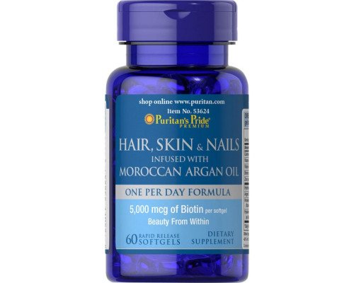 Hair Skin Nails infused with Moroccan Argan Oil - 60 softgels
