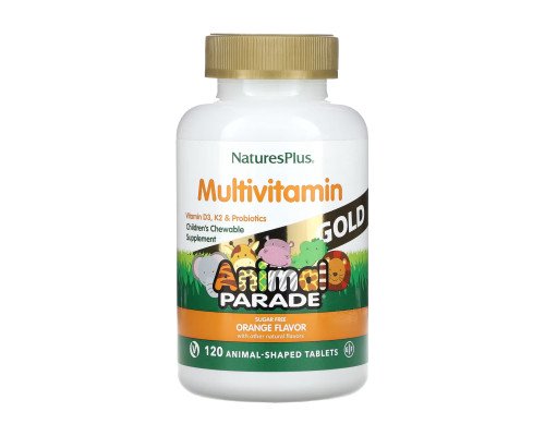 Комплекс з вітамінами D3, K2 та пробіотиками Nature's Plus Animal Parade Gold - 120 tabs Orange