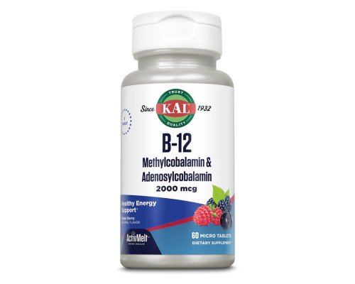B-12 Метилкобаламін і аденозилкобаламін Methylcobalamin and Adenosylcobalamin 2000mcg - 60 tabs