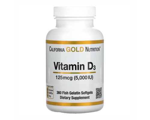Vitamin D3 125mcg (5000IU) - 360 fish softgels