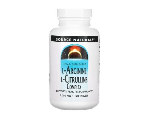 Аргінін Цитрулін L-аргінін + L-цитрулін L-Arginine L-Citrulline Complex 1000mg - 120 tabs