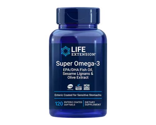Super Omega-3 EPA/DHA Fish Oil, Sesame Lignans & Olive Extract - 120 softgels