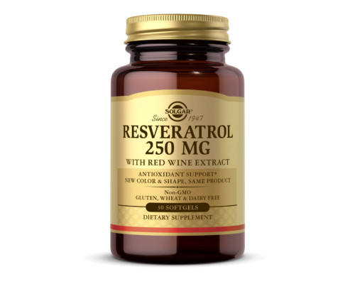 Resveratrol 250mg with Red Wine Extract - 30 softgels