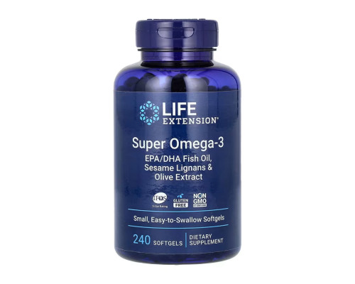Super Omega-3 EPA/DHA Fish Oil Sesame Lignans & Olive Extract	- 240 softgels