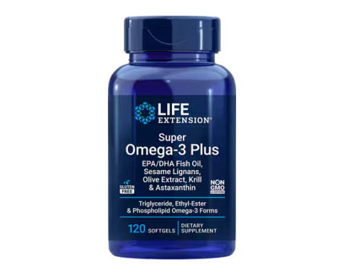 Super Omega-3 Plus EPA/DHA Fish Oil, Sesame Lignans, Olive Extract, Krill Astaxanthin - 120 softgels