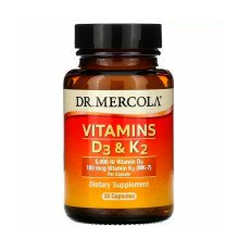 Вітамін Д3 і К2, Vitamins D3 & K2, Dr. Mercola, 30 капсул