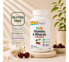 Solaray Kids Vitamins & Minerals Black Cherry — дитячі жувальні мультивітаміни та мінерали, 120 chewables