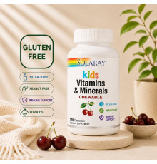 Solaray Kids Vitamins & Minerals Black Cherry — дитячі жувальні мультивітаміни та мінерали, 120 chewables