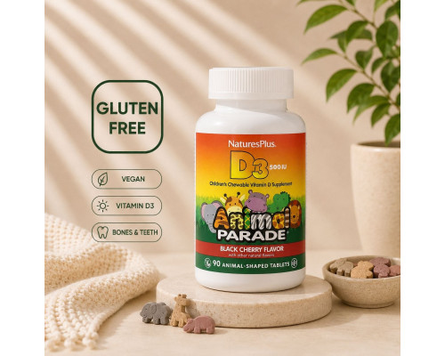 Animal Parade Vitamin D3 500 МЕ — дитячий жувальний вітамін D3, Black Cherry
