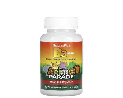 Animal Parade Vitamin D3 500 МЕ — дитячий жувальний вітамін D3, Black Cherry
