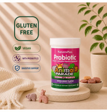 Nature’s Plus Animal Parade® Probiotic — детский пробиотик, 30 жевательных таблеток Mixed Berry
