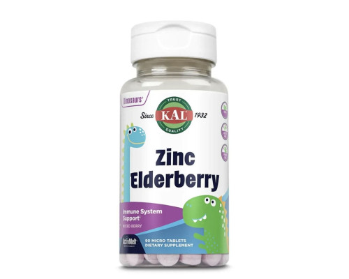 KAL Zinc Elderberry ActivMelt® – цинк і бузина для підтримки імунітету дітей, Mixed Berry, 90 micro tablets