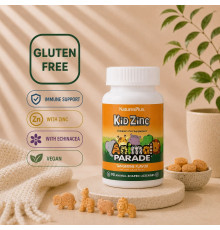 Nature’sPlus Animal Parade® Kid Zinc® Tangerine Flavor – дитячий цинк з ехінацеєю та оливковим листям, 90 пастилок