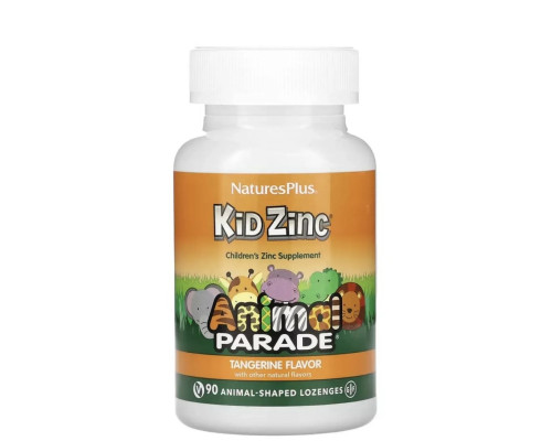 Nature’sPlus Animal Parade® Kid Zinc® Tangerine Flavor – дитячий цинк з ехінацеєю та оливковим листям, 90 пастилок