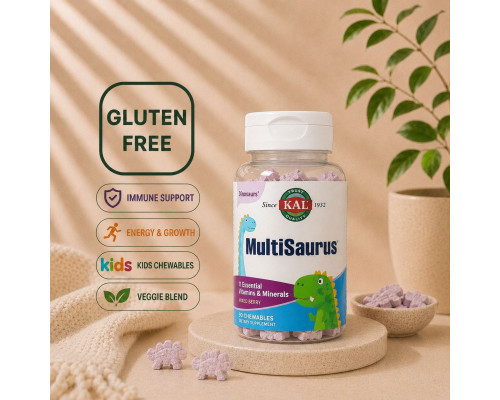 KAL MultiSaurus Berry Grape Orange – дитячі мультивітаміни, 90 жувальних таблеток