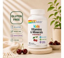 Solaray Kids Vitamins & Minerals Black Cherry — дитячі жувальні мультивітаміни та мінерали, 120 chewables