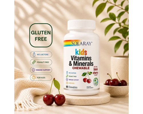Solaray Kids Vitamins & Minerals — детские жевательные витамины и минералы для иммунитета, роста и развития
