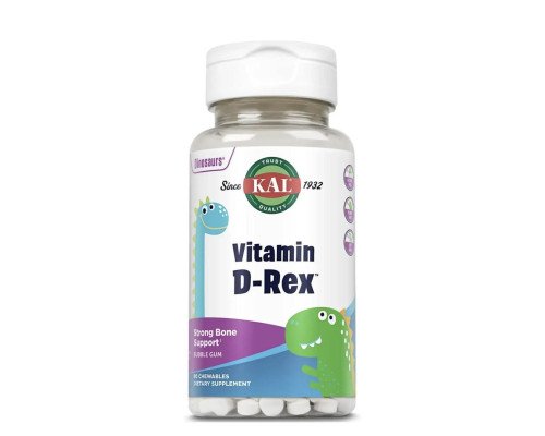 KAL Vitamin D-Rex Bubble Gum — детский витамин D3 жевательный со вкусом жвачки, 90 chewable