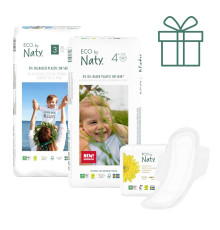 Сет органических подгузников Eco by Naty, Размер 3, 50 шт(от 4 до 9 кг) и Размер 4+,42 шт(от 9 до 20 кг)