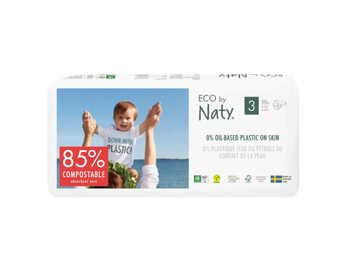 Сет органічних підгузок Eco by Naty, Розмір 3, 50 шт(від 4 до 9 кг) та Розмір 4+,42 шт(від 9 до 20 кг)