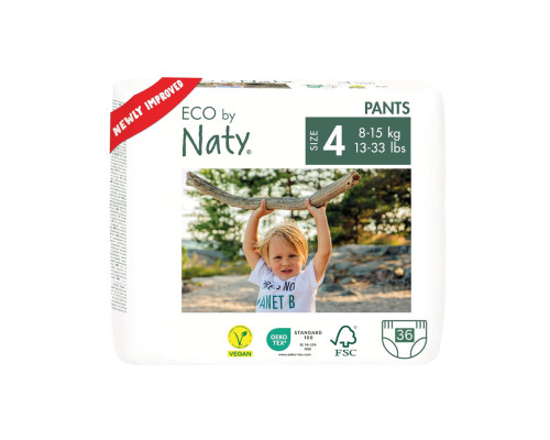 Органічні підгузки-трусики Eco by Naty  Розмір 4 (від 8 до 15 кг) 36 шт