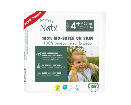 Органічні підгузники Eco by Naty Розмір 4+ (від 9 до 20 кг) 42 шт