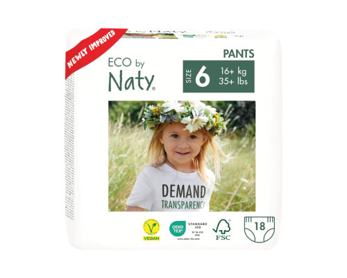 Органічні підгузки-трусики Eco by Naty Розмір 6 (16+ кг) 18 шт