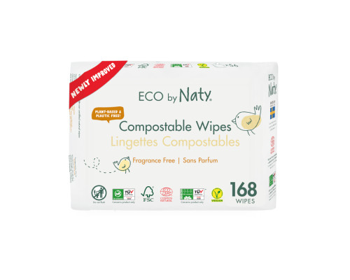 Органічні серветки Eco by Naty без запаху 168 шт (3 упаковки 1)