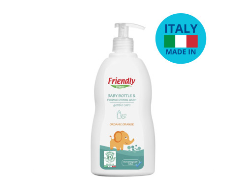 Органічний миючий засіб для дитячого посуду, пляшок, сосок Friendly Organic з ароматом апельсина, 500 мл
