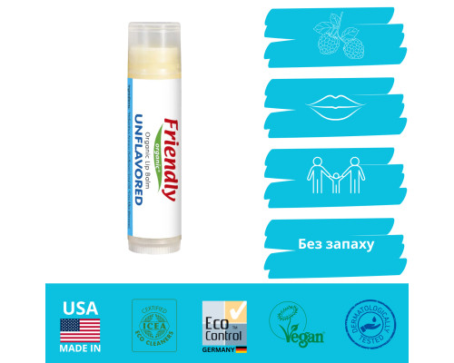 Органічний бальзам для губ Friendly Organic без запаху 4,25 гр