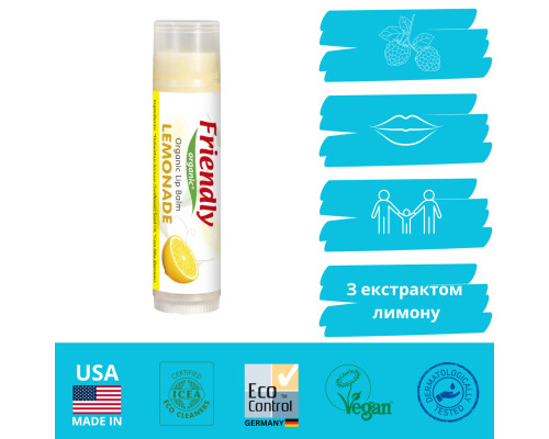 Органічний бальзам для губ Friendly Organic лимонад 4,25 гр