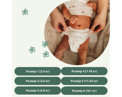Одноразові дитячі підгузки BioEmbrace "NATY". Розмір 6 (16+ кг.), 17 шт. в упаковці.