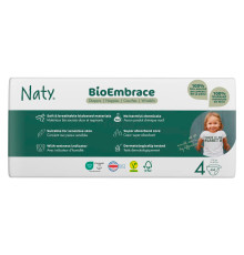 Одноразові дитячі підгузки BioEmbrace "NATY". Розмір 4 (7-18 кг.), 44 шт. в упаковці.
