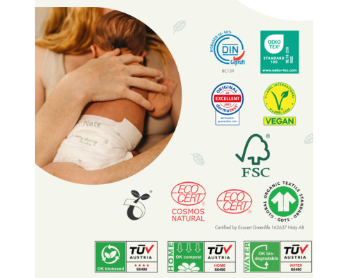 Одноразові дитячі підгузки BioEmbrace "NATY". Розмір 2 (3-6 кг.), 33 шт. в упаковці.